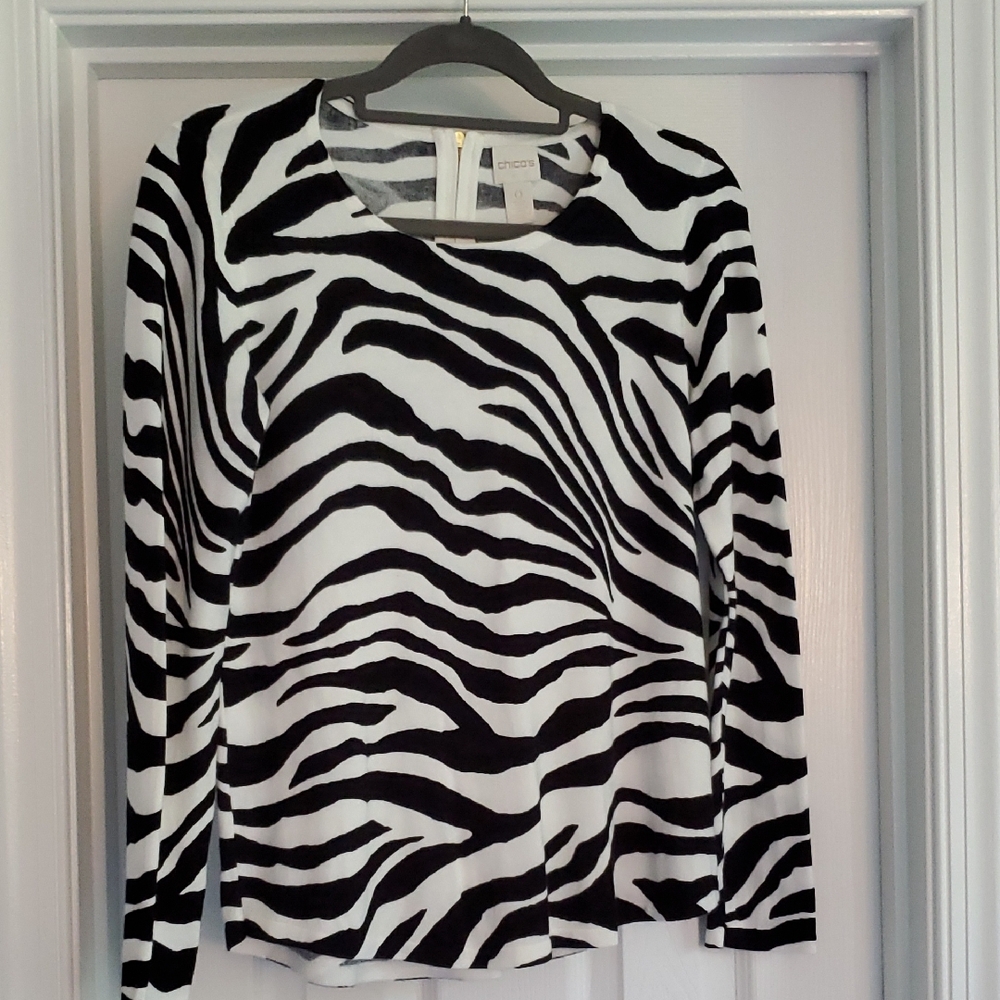 Chico's Black and White Zebra Print Sweater